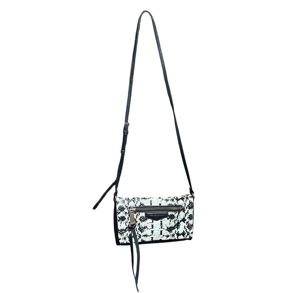 Aimee Kestenberg Bali Convertible Leather Crossbody Bag Snake Print Black White - Picture 9 of 15
